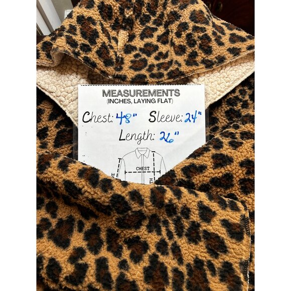 Love Tree Reversible Sherpa Teddy Jacket Womens L Leopard Print Cozy Hooded Coat - Picture 6 of 11